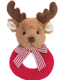 Bearington Baby Lil Reindeer Christmas, 5.5 Inch Christmas Reindeer Plush Stuffed Animal, Soft Baby Rattles and Plush Rings, for
