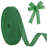 JaoZuyard Dark Green Burlap Ribbon 1/2 inch X 20 Yard Natural Linen Woven Ribbon DIY Handmade Wired Edging Production Wreath Hol