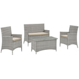 Modway Bridge Wicker Rattan 4Piece Outdoor Patio Furniture Set in Light Gray Beige