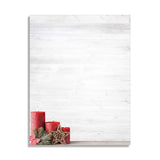 Red Christmas Candles Holiday Stationery Paper 80 Sheets of Letterhead for Winter & Christmas Events