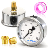 MEANLIN MEASURE 0~60Psi Stainless Steel 1/4 NPT 2.5 Single Scale FACE DIAL, Glycerin Filled Pressure Gauge, Pool Sand Filter, Ba