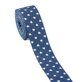 Elecrelive 5.4 Yards Blue Denim Ribbon Heart Pattern Jean Fabric 40mm Cloth Ribbon for Gift Wrapping Applique Sewing Craft Party
