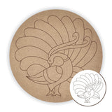 NameHaus DIY Wooden Peacock Mandala Art Cutout | Round MDF Wood Board for Painting | PreMarked Bird Design for Resin Art, Lippa