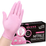 SwiftGrip Pink Nitrile Gloves, 3-mil, Industrial Gloves Disposable Latex Free, for Cleaning & Esthetician, Rubber Powder-Free, 1