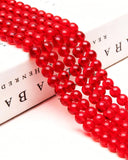 8mm Glass Beads 46PCS Glass Beads for Jewelry Making Charm Round Loose Bead for Bracelet Making Kit (Light Scarlet Glass)
