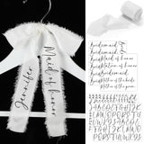 Reallnaive 7 Pcs Bridesmaid Hanger Ribbon Personalized Name Wedding Silk Ribbon with Heat Transfer Sticker Gifts Bridesmaid Brid