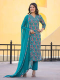 Anni Designer Women'S Rayon Blend Straight Printed Kurta With Pant & Dupatta (Shaniya Green-Vks04_L_Green_Large),Green,L,,,