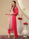 Gosriki Women'S Cotton Blend Printed Straight Kurta With Pant & Dupatta (Dra Pink-Gs_Xl_Pink_X-Large),Pink,,B0D17XK3XV