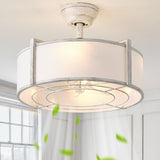 YMKSKJ 20 White Fandelier Ceiling Fans with Lights, Boho Rattan Ceiling Fan with Light Remote Control, Caged Mid-Century Modern