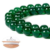 BEADNOVA 10mm Natural Green Agate Gemstone Round Loose Beads for Jewelry Making (36-38pcs)