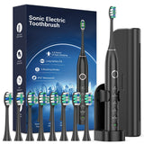 Rtauys S5 Upgraded Sonic Electric Toothbrush for Adults and Kids Ages 12+ with 8 Brush Heads, IPX7 Travel Toothbrush with Case,