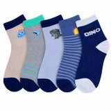 Ally Vinny Kids (Boys & Girls) Cotton Socks Pack Of 5 | Cute Dino Design | Soft, Breathable & Stretchable Daily Wearable Socks