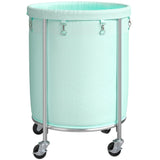 ELYKEN Laundry Basket with Wheels, 170L Rolling Laundry Hamper with Removable Bag and Steel Frame, Round Laundry Cart with 4 Cas