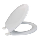 Bath Bliss Beveled Standard Round Toilet Seat Wooden Fits 16.5?Seats Resists Peeling and Chipping Adjustable Quick Attach No