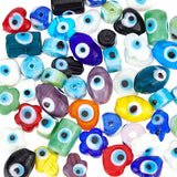 PH PandaHall 50pcs Evil Eye Beads, Handmade Lampwork Spacer Bead Bracelet Connector Bead Craft Beads for DIY Bracelets Earrings