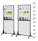 DEYEGELEA 2-Pack 2'x5.5' Ft Gridwall Panel Display Stands 2'x5.5' Ft, Heavy Duty Floor Standing Retail Display Rack with Triangl