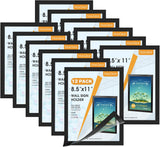 MaxGear Wall Mount Sign Holder 8.5 x 11, Self Adhesive Magnetic Display Picture Frames with Strong Magnetic Border and Clear PVC