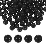 HARFINGTON 100pcs Black Acrylic Round Beads 8mm Dia 1.9mm Hole Plastic Resin Smooth Balls Loose Bead for Jewelry Making Bracelet