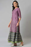 W For Woman Women Polyester Purple Shantung Mukaish Printed Kurta_22Auw18294-119276_3Xl