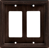 Brainerd 64403 Beaded Double Decorator Wall Plate / Switch Plate / Cover, Venetian Bronze