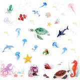 Lyreh 6pcs Sea Creatures Bathtub Grip Stickers, Non Slip Ocean Kids Bathtub Anti Clip Stickers Strong Adhesive Decals Creative a