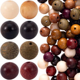Pndeyo 108pcs 9mm Wooden Beads for Crafts, Vintage Natural Wood Hair Bead for DIY Craft, Mixed Style Round Wooden Spacer Accesso