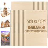 Adrattnay 24Pcs Large Basswood Sheets 12 x 18 x 1/8- 3mm Plywood for Laser Cutting and Engraving, 1/8in Basswood Sheets Unfi
