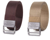 Zacharias MenS Canvas Nylon Army Belt Dd02 (Brown & Beige_Free Size) (Combo Pack Of 2)
