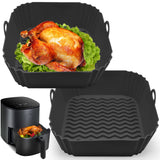 Square Air Fryer Liners Silicone, 8 IN 4 to 7 QT Food Grade Reusable Heat Resistant Silicone Air fryer Bowls Inserts Baskets Pot