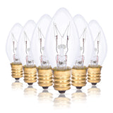 Simba Lighting C7 4W Replacement Bulb (6 Pack) for Night Light, Clear Candle Shape, 120V, E12 Candelabra Base, Dimmable, 2700K W