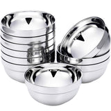 SATINIOR 10 Pack 201 Stainless Steel Bowls Double Walled Insulated for Kids and Adults Multipurpose for Sauces, Rice, Noodle, Ic