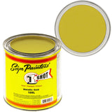 1 Shot Lettering Enamel Paint, Professional Pinstriping and Lettering Paint 8 OUNCE CAN- 1/2 PINT 109L/8Z (109L- Metallic Gold)