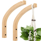 Smowfes Wooden Wall Hooks for Plants - 8 Inch Indoor Plant Hangers, 2 Pack Decorative Wood Wall Hooks for Hanging Planters, Lant