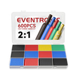 Eventronic 600PCS Heat Shrink Tubing 2:1, Electrical Wire Cable Wrap Assortment Electric Insulation Heat Shrink Tube Kit with Bo