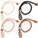 Hicarer 4 Pieces Crystal Necklace Holder Empty Stone Crystal Holder Adjustable Rope Necklace Cord Quartz Crystal Raw Stone Neckl