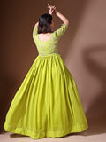 Wedani Georgette Embroidered Long Gown For Women Light Green,LIGHT GREEN,S,Georgette,anarkali,