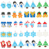 Augshy Winter Charms, 64 Pcs Christmas Winter Resin Charm Beads Ornament Snowflake Snowman Charm Pendants for DIY Bracelet Neckl