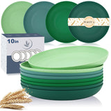 Wheat Straw Plates - 10 Inch Unbreakable Dinner Plates Set of 8 - Modern Dinnerware Dishes Dishwasher & Microwave Safe-Lightweig