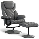 MCombo Recliner with Ottoman, Reclining Chair with Massage, 360 Swivel Living Room Chair Faux Leather, 4901 (Grey)