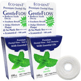 Eco-Dent GentleFloss Dental Floss, Waxed, Mint - Floss with Vegan Plant-Based Wax, Recyclable Cardboard Packaging, 100 Yds Ea (P
