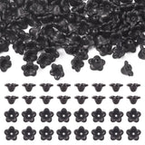 FASHEWELRY 100 Pcs Black Resin Flower Bead Caps 5-Petal Frosted Flower Spacer Beads Floral Trumpet Loose Beads for Jewelry Makin