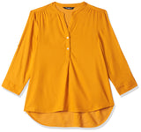 FYLTR Women's Checkered Regular Fit Blouse (FYLAW23WB-002_Spicy Mustard,Spicy Mustard
