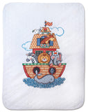 Tobin Noah'S Ark Stamped For Cross Stitch Baby Quilt Kit, White/Multicolor 43 X 34