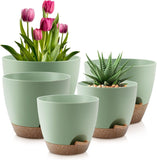 Inkulture Flower Pot For Indoor Plants Self Watering Plant Pot Set Of 5, Multi Size Plastic Planter With Drainage Hole & Water