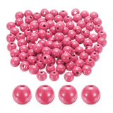 HARFINGTON 100pcs 16mm Rose Pink Wood Beads 4.3mm Large Hole Round Wooden Loose Spacer Beads for Jewelry Making Necklace Bracele
