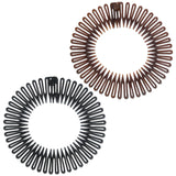 Jaasuee Women's Classic Nylon Flexible Comb Headband with Tooth for All Hair Types, Stylish and Easy-to-Use (Brown+Black)