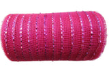 6 inch x 30 feet(10 Yards)-YYCRAFT Metallic Poly Mesh Ribbon(Hot Pink)