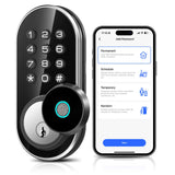 TEEHO TE342 Fingerprint Smart Keyless Entry Door Lock with Keypad, Bluetooth App Remote Control - Electronic Deadbolt for Front