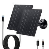 Zivif 10W Solar Charger, 5V Solar Panel for Security Cameras with USB-C/Micro USB/DC 5.5x2.1mm Ports, IP66 Waterproof, 360 Adjus