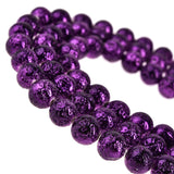 Asingeloo Natural Metallic Titanium Coated Lava Rock Volcanic Stone Beads for Jewelry Making Round Loose Spacer Beads 10mm Purpl